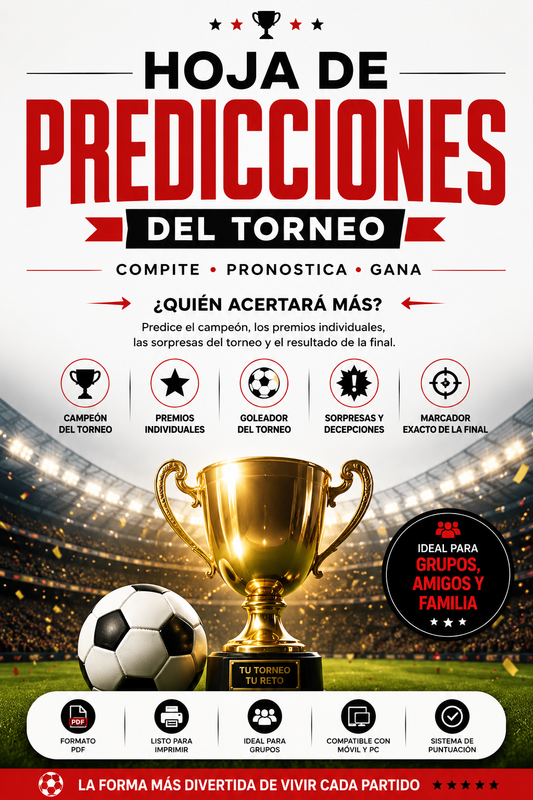 Hoja de Predicciones del Torneo – Compite con tus Amigos y Pon a Prueba tus Pronósticos